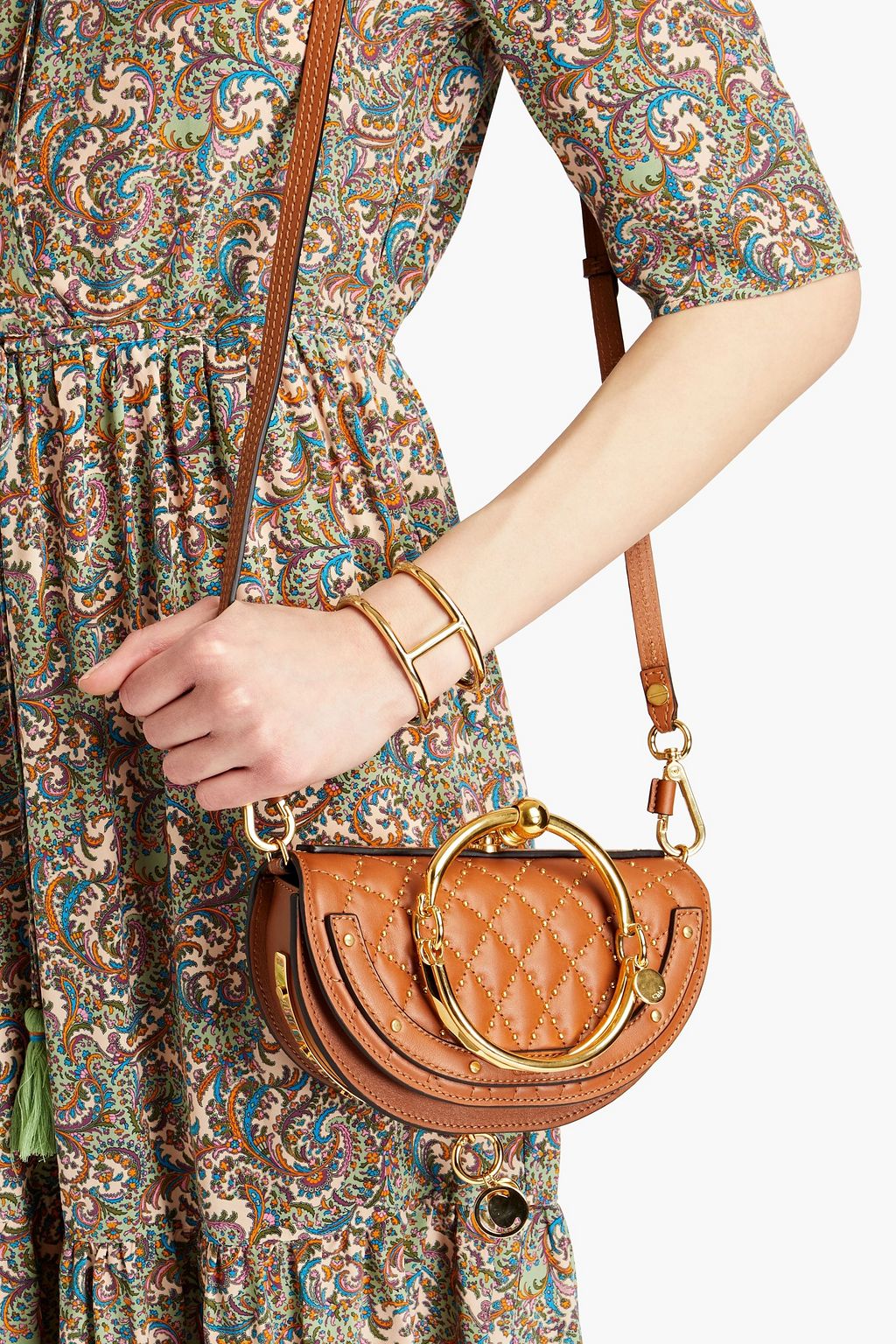 CHLOÉ Studded quilted leather shoulder bag