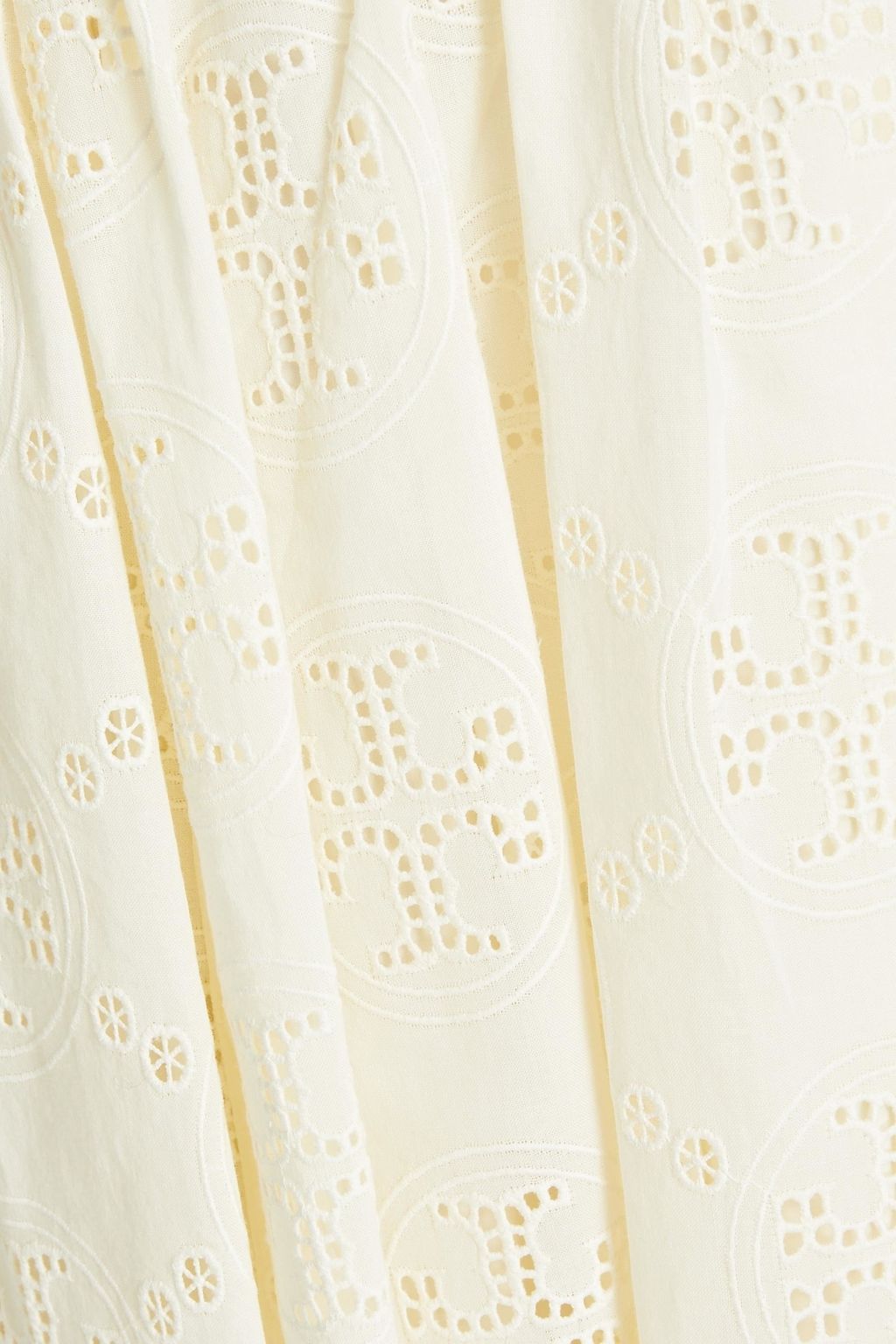 TORY BURCH Pleated broderie anglaise cotton midi shirt dress