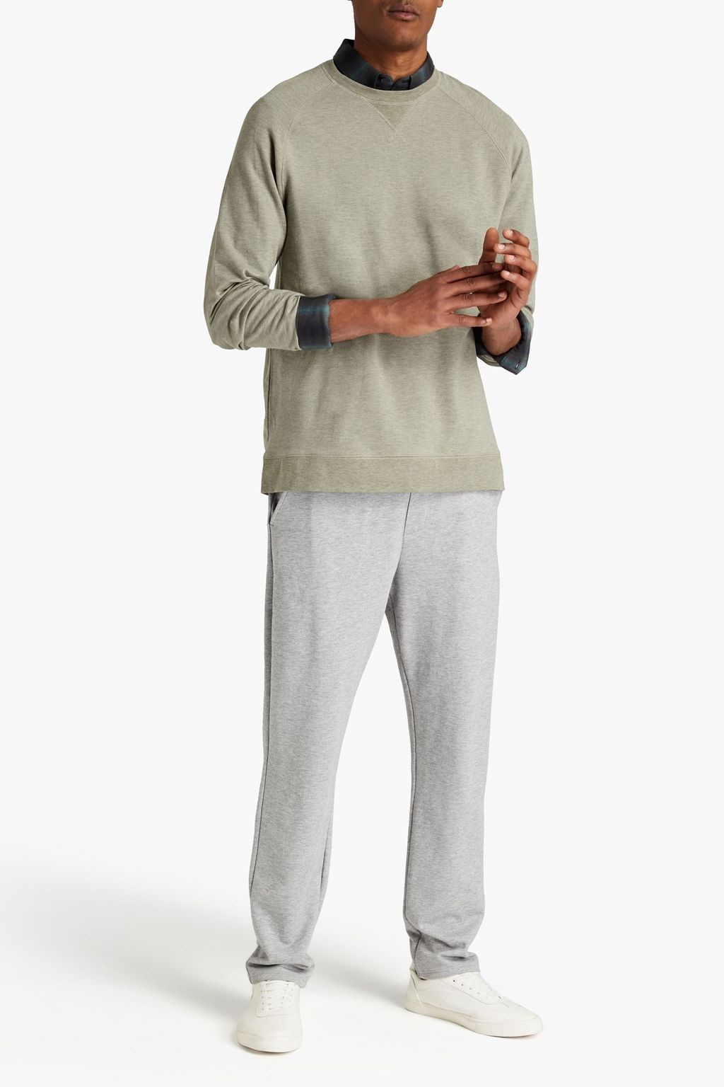 VINCE. Mélange French cotton-blend terry sweatshirt