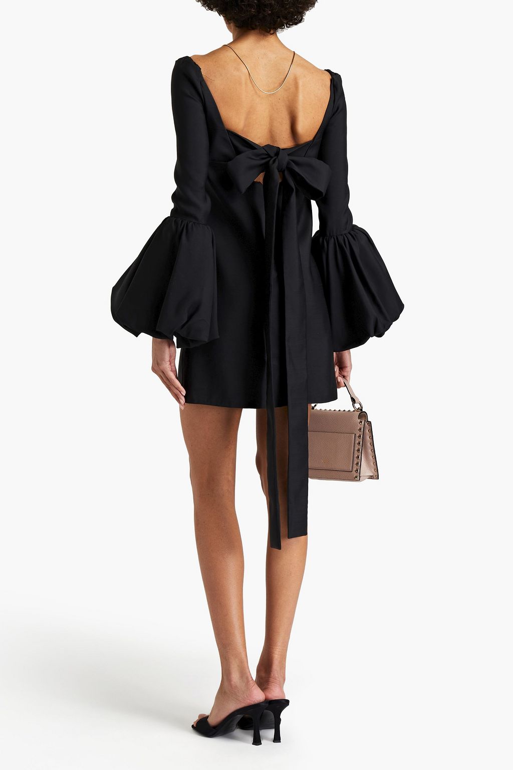 VALENTINO GARAVANI Cutout wool and silk-blend crepe mini dress