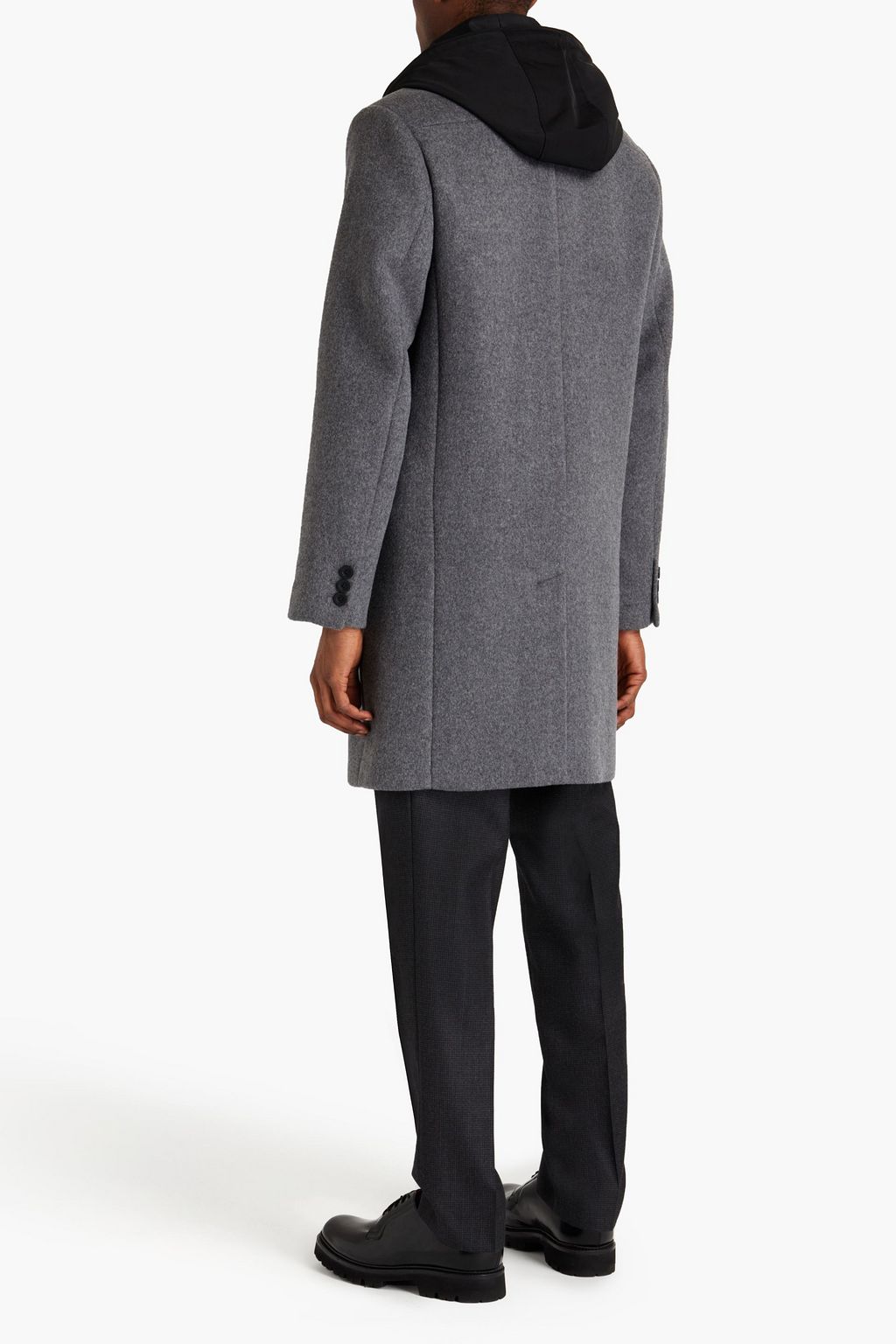 VINCE. Shell-paneled wool-blend felt hooded coat