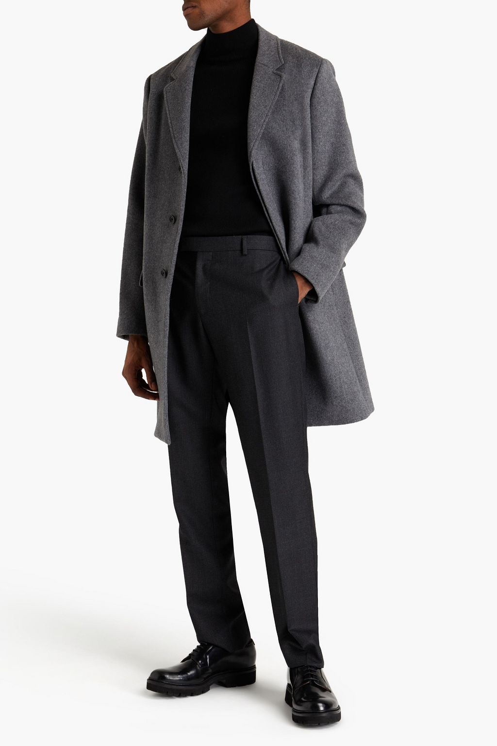 VINCE. Shell-paneled wool-blend felt hooded coat