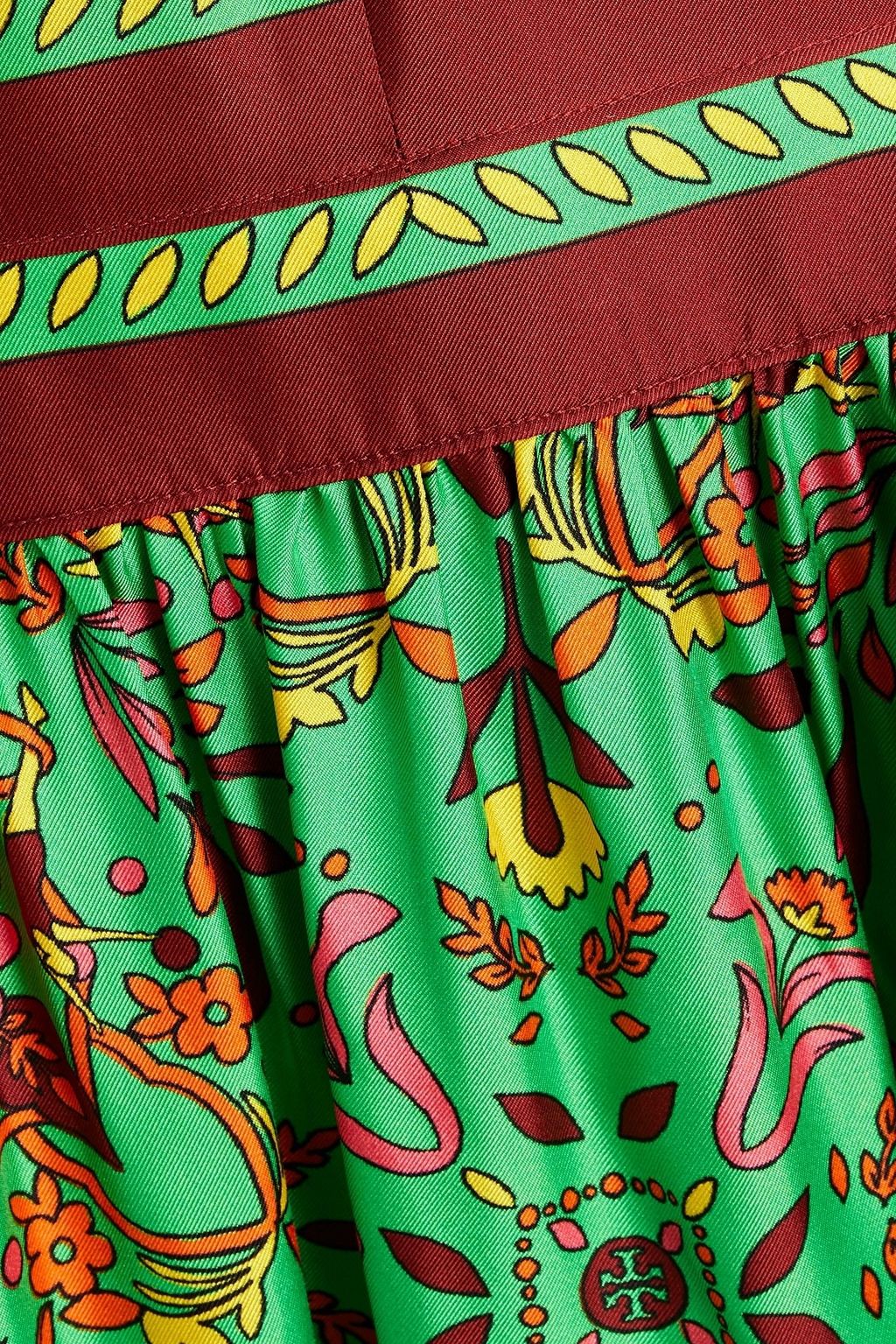 TORY BURCH Gathered floral-print silk-twill maxi dress