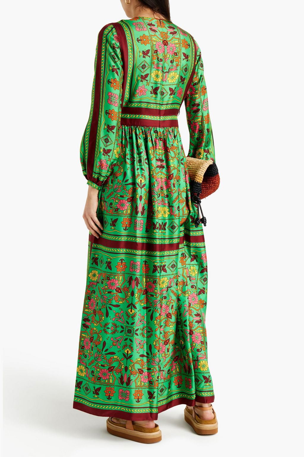 TORY BURCH Gathered floral-print silk-twill maxi dress