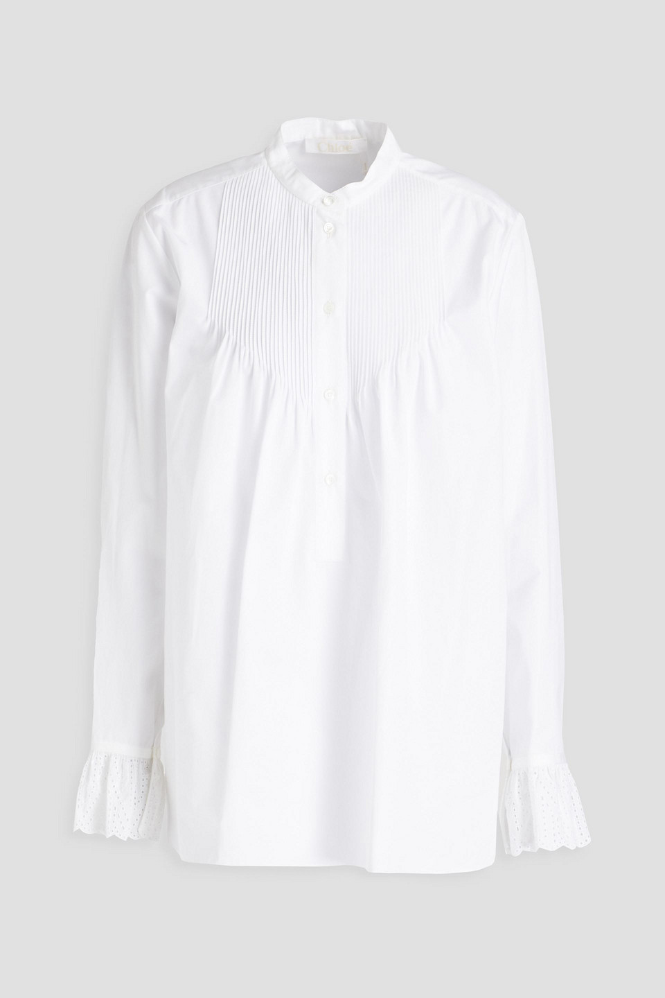 Chloé Pintucked Cotton-poplin Blouse In White
