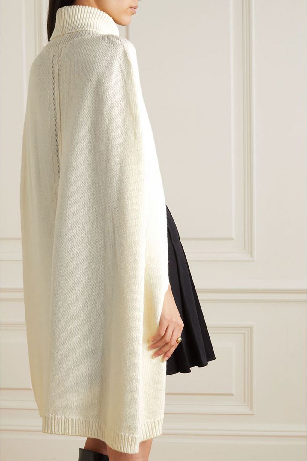 VALENTINO GARAVANI Embellished wool and cashmere-blend turtleneck cape