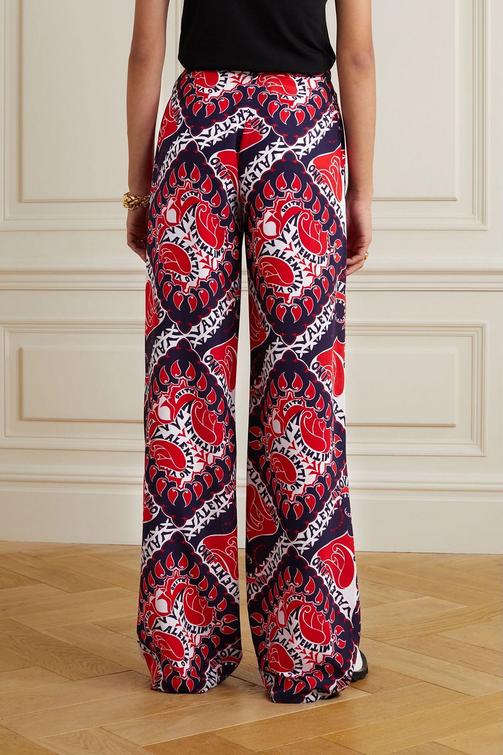 VALENTINO GARAVANI Printed silk-crepe straight-leg pants