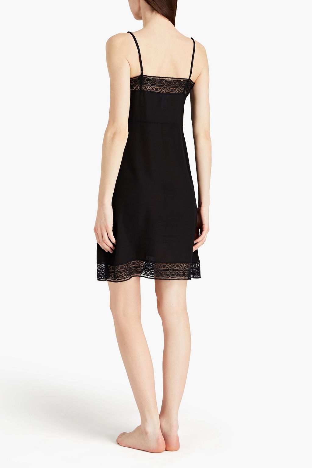 ERES Lace-paneled silk crepe de chine chemise