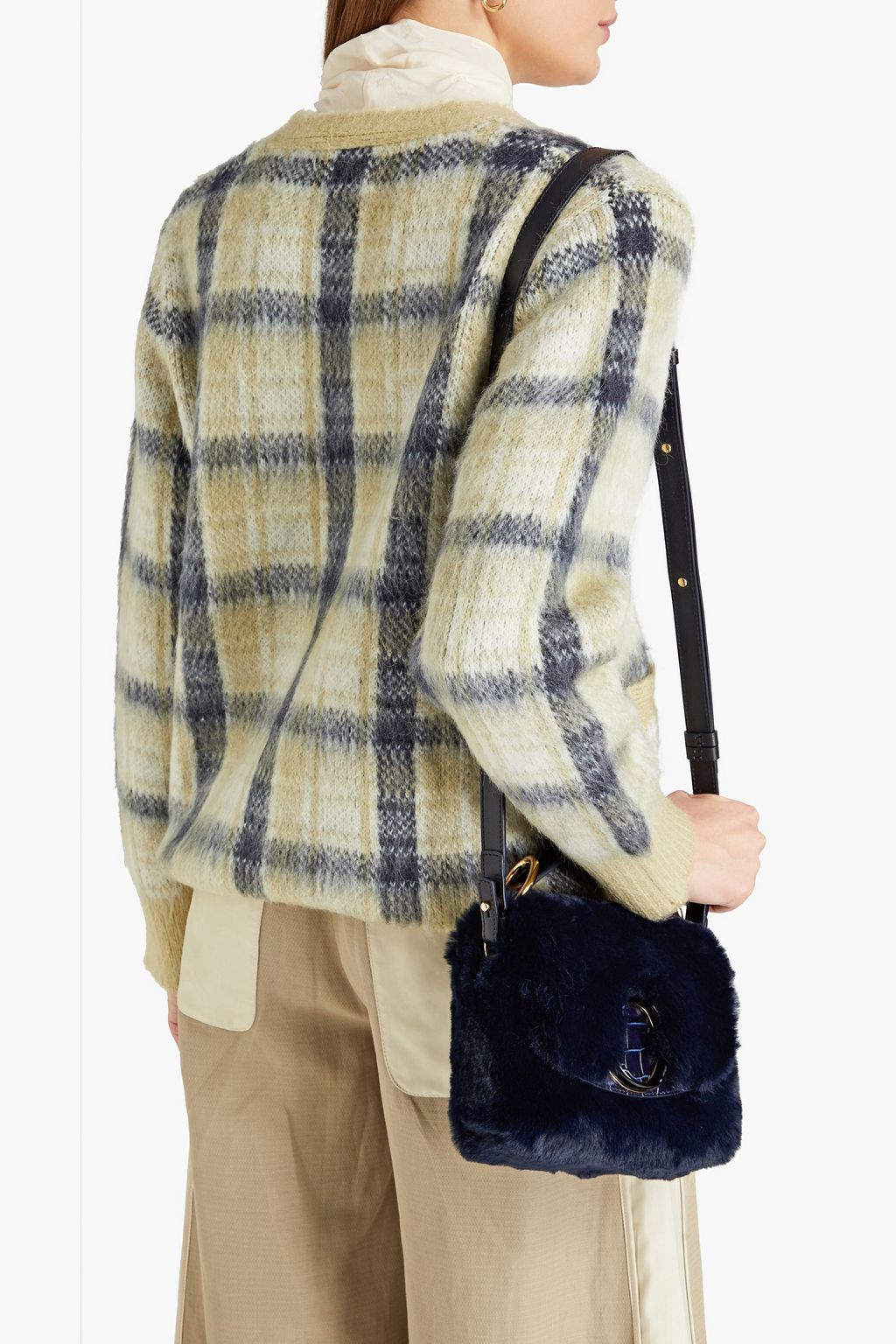 CHLOÉ Leather-trimmed faux fur tote