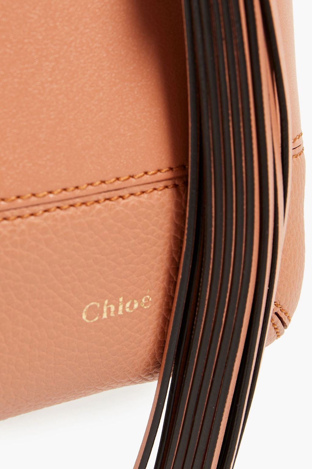 CHLOÉ Tasseled textured and smooth leather shoulder bag