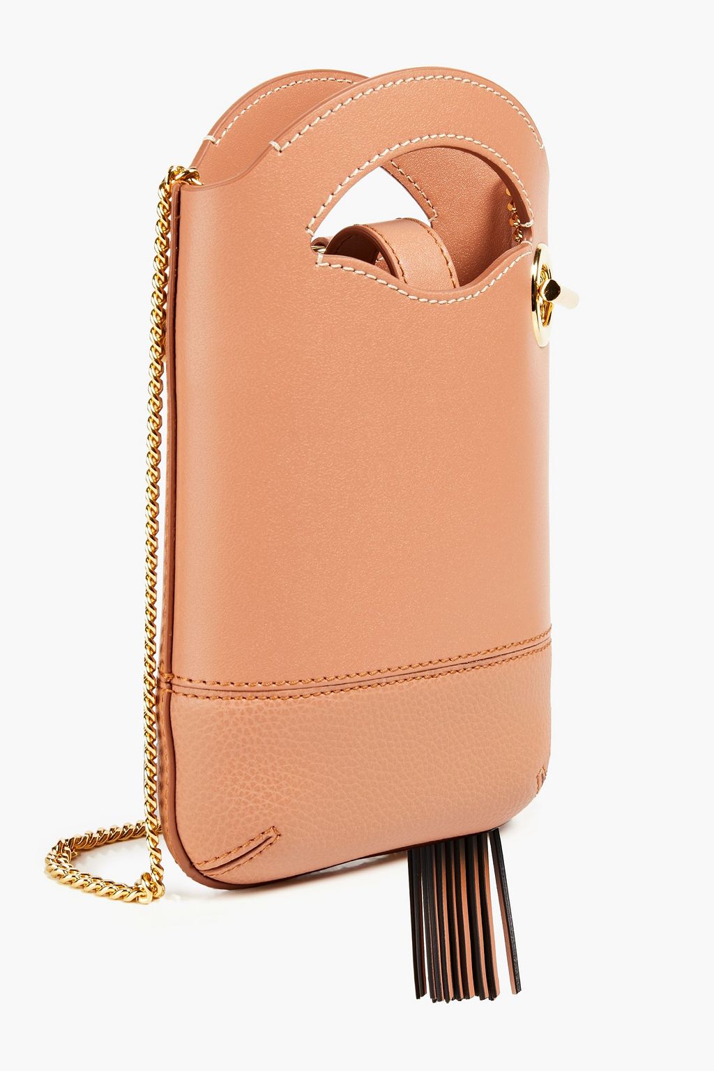 CHLOÉ Tasseled textured and smooth leather shoulder bag