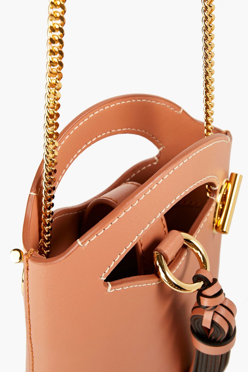 CHLOÉ Tasseled textured and smooth leather shoulder bag