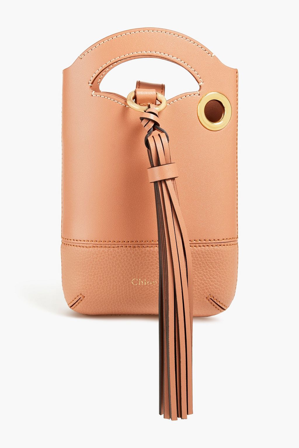 CHLOÉ Tasseled textured and smooth leather shoulder bag