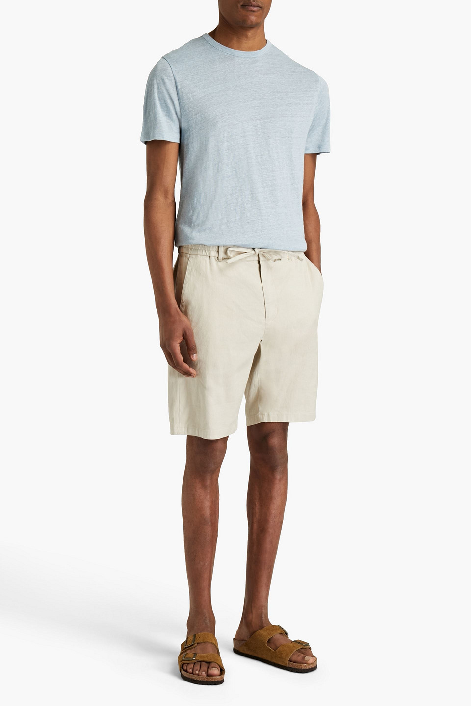 Vince . Man Linen-blend Twill Shorts In Ecru