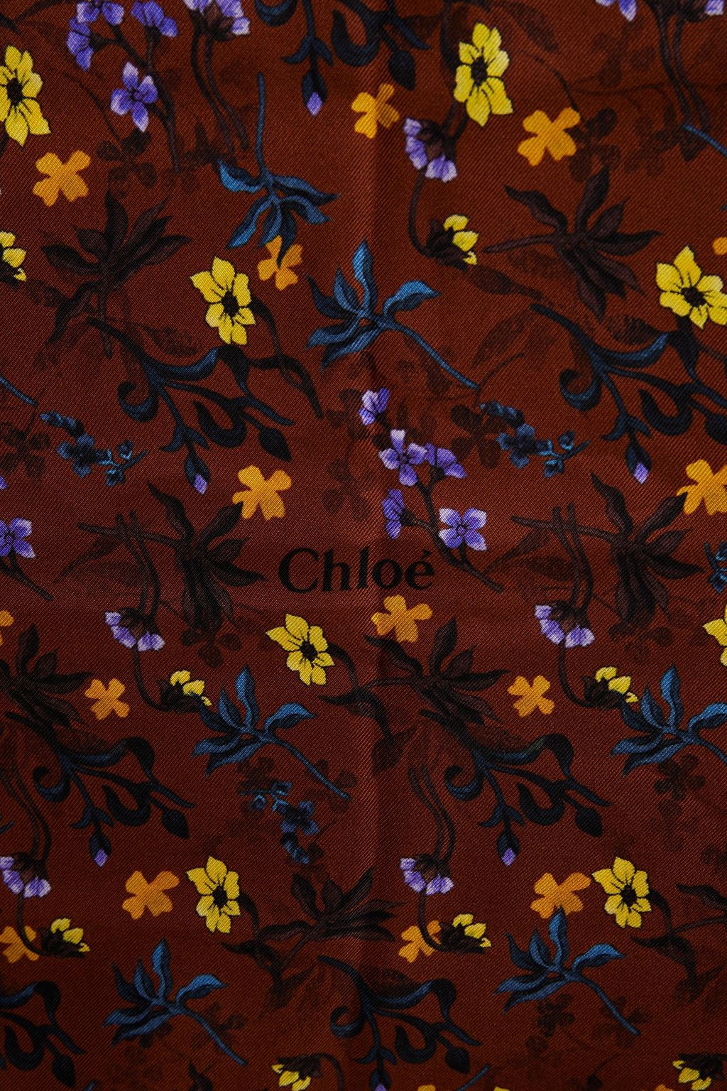 CHLOÉ Floral-print silk-twill scarf