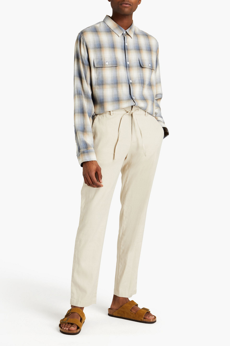 Vince . Man Linen-blend Chinos In Neutrals