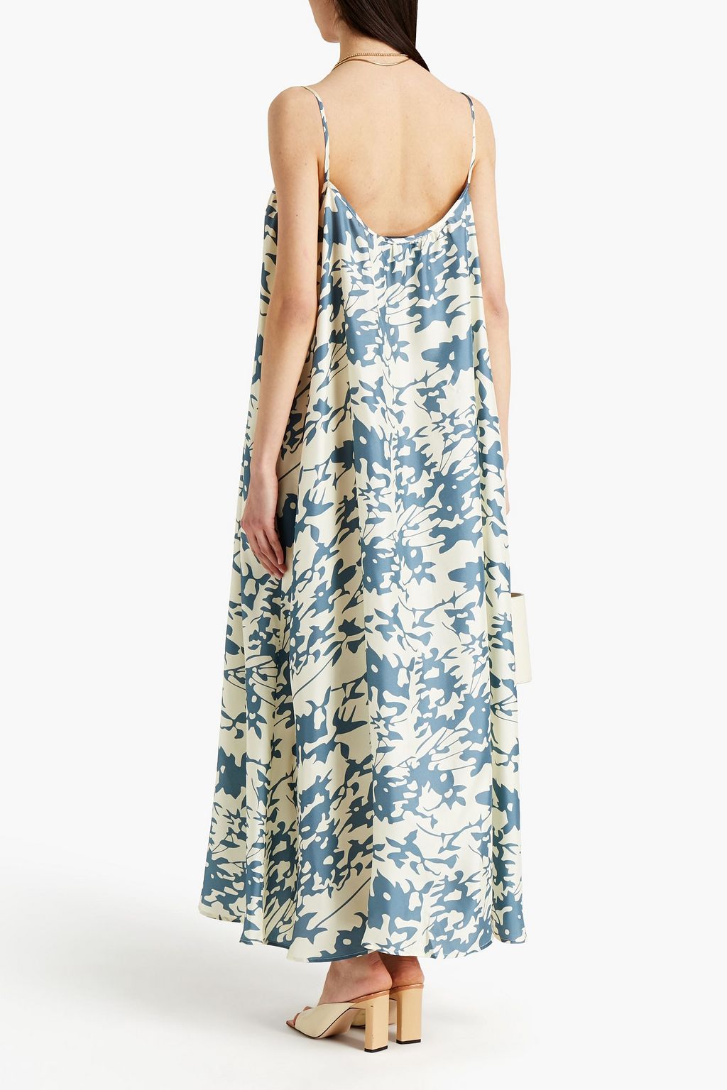 ASCENO The Napoli gathered printed silk-twill maxi dress