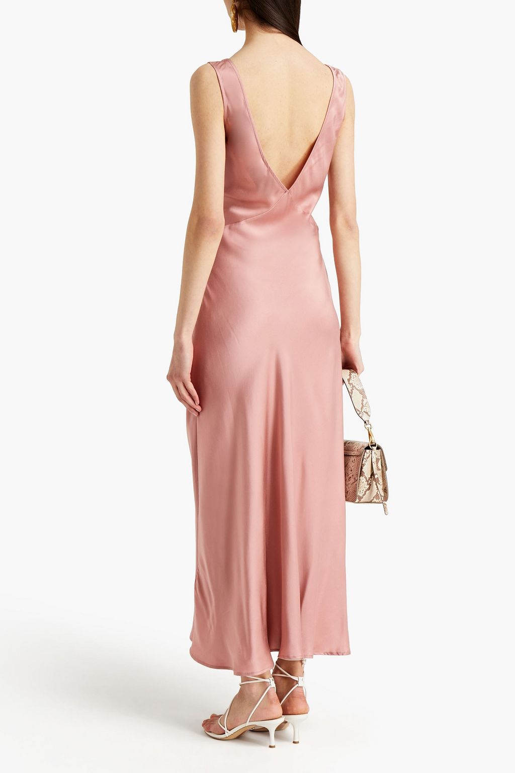 ASCENO The Bordeaux washed-silk maxi slip dress