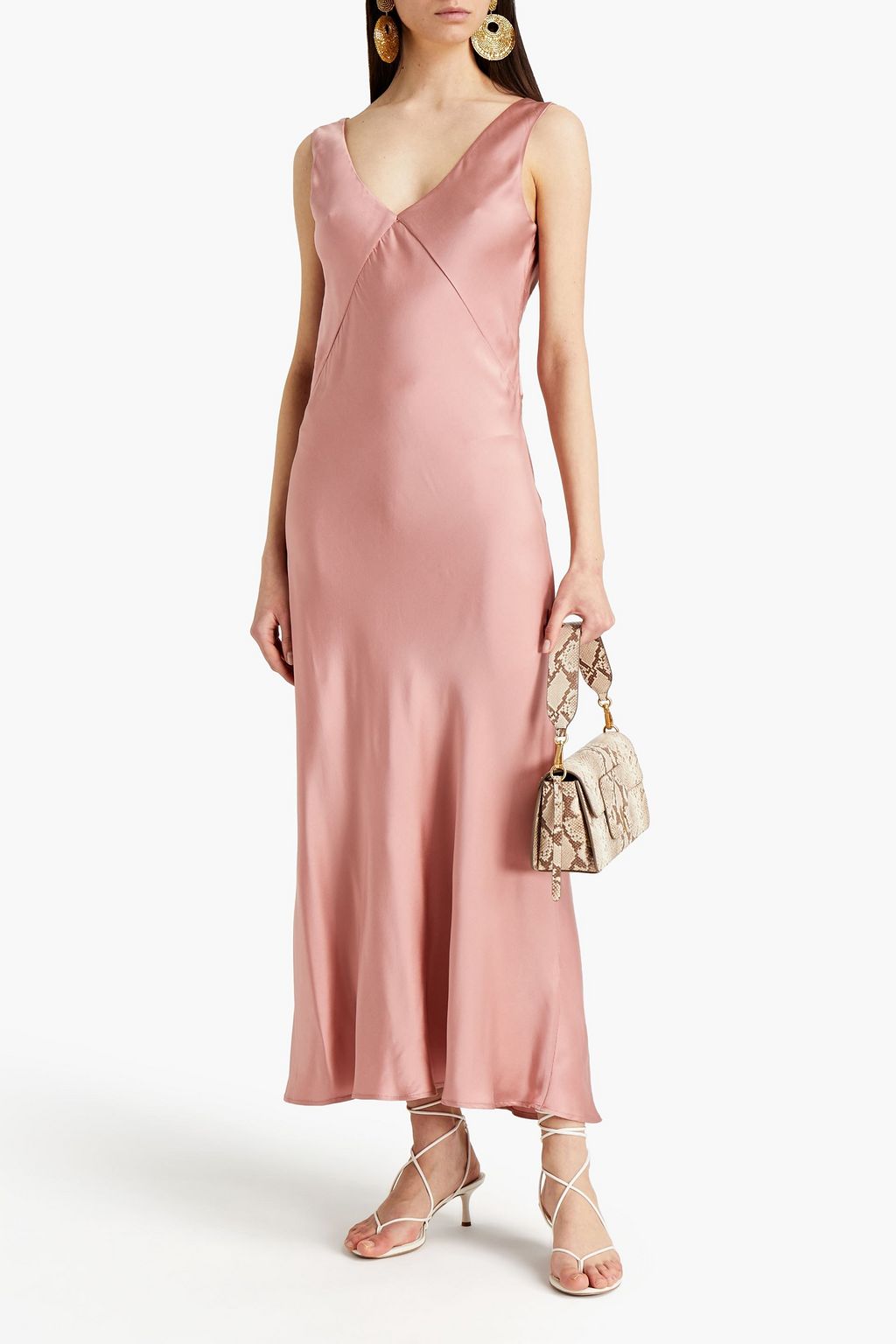 ASCENO The Bordeaux washed-silk maxi slip dress