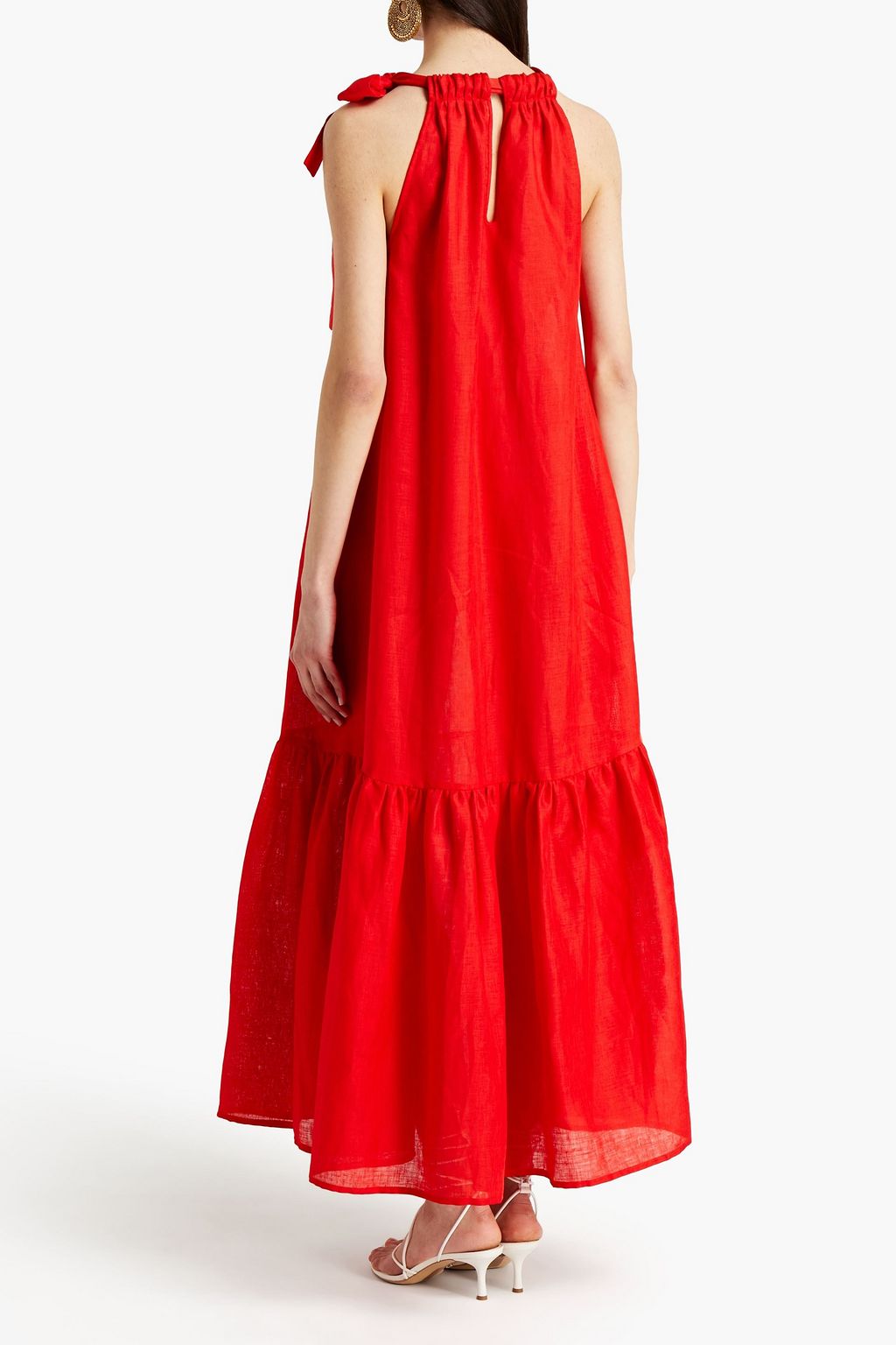 ASCENO The Ibiza gathered linen maxi dress