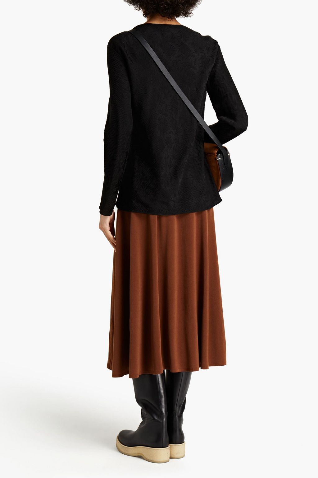 CHLOÉ Draped floral-jacquard blouse