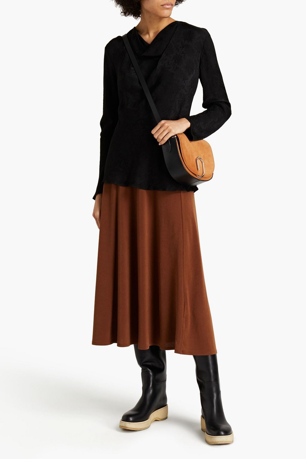 CHLOÉ Draped floral-jacquard blouse