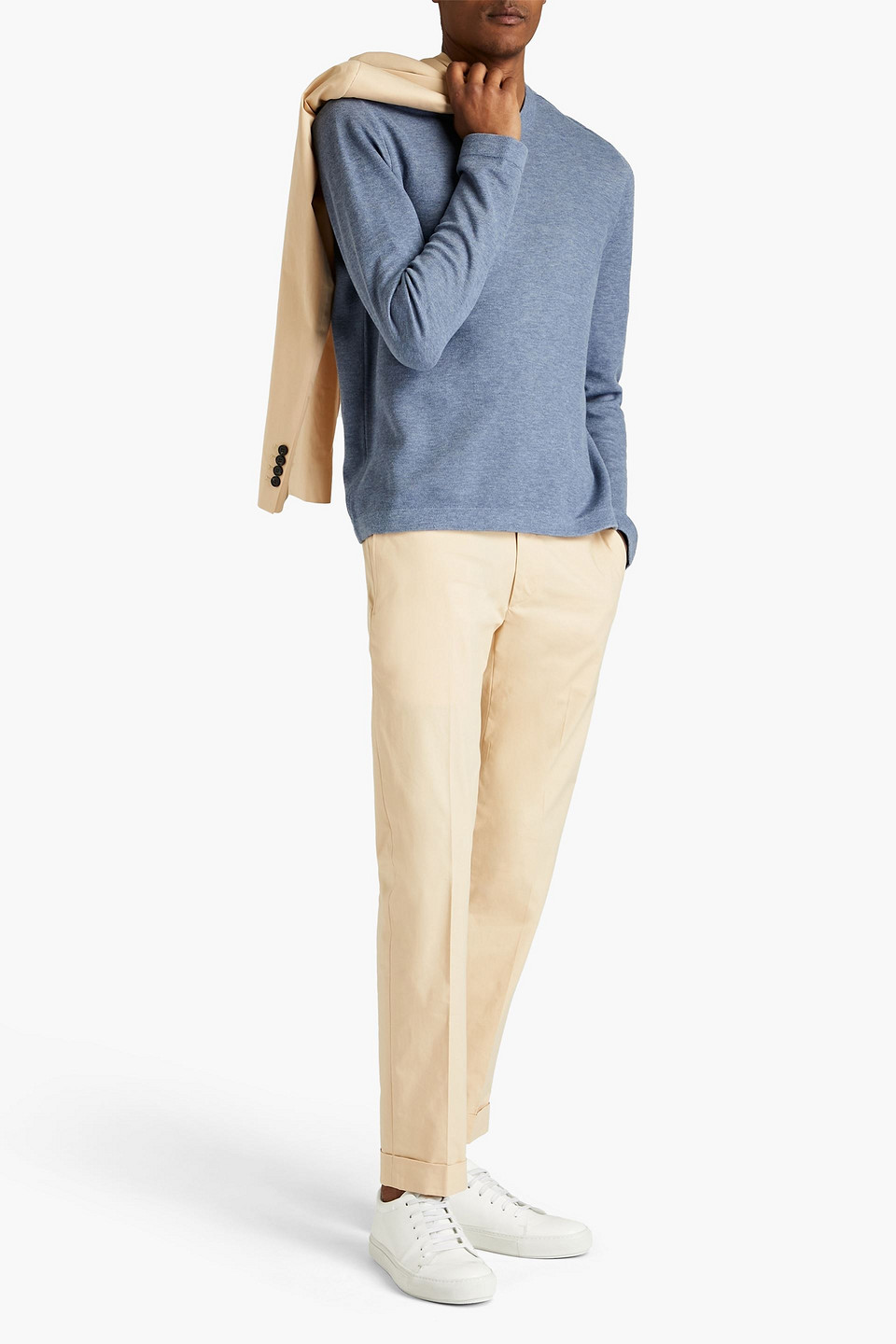 Vince . Man Mélange Cotton Jumper In Blue