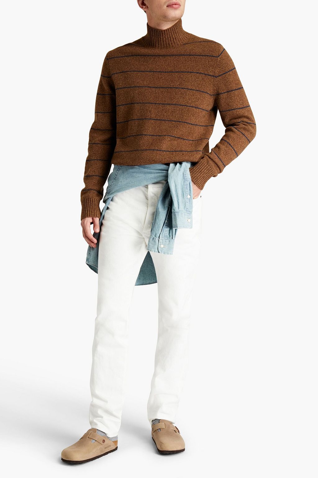 VINCE. Striped wool-blend turtleneck sweater