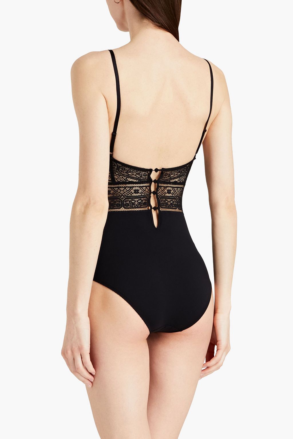 ERES Lace-paneled stretch-jersey bodysuit