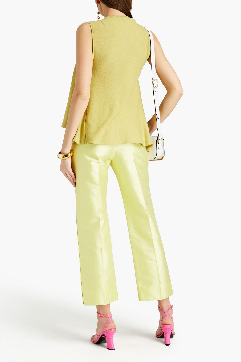 VALENTINO GARAVANI Cropped cotton and silk-blend satin straight-leg pants