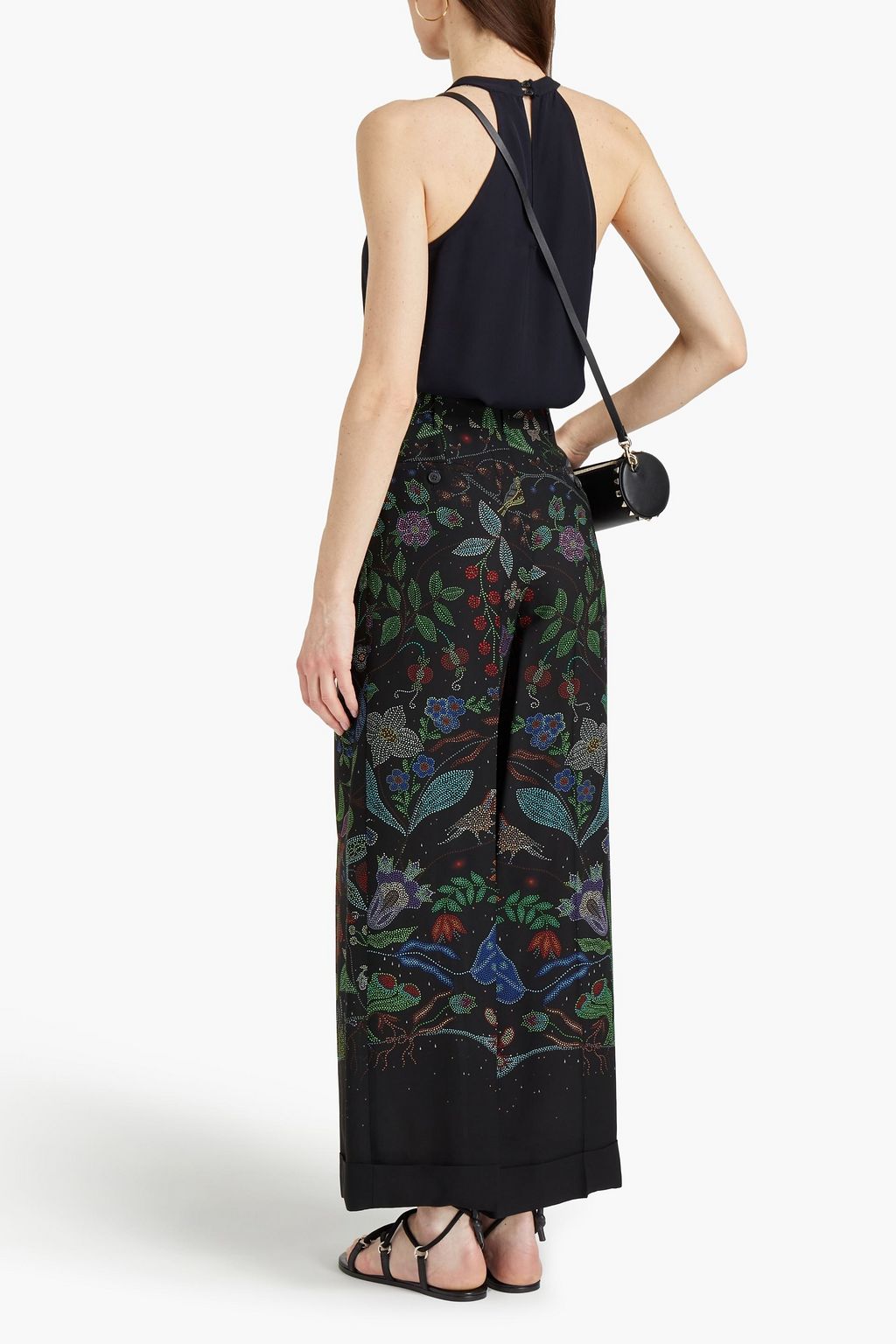 VALENTINO GARAVANI Hose mit weitem Bein aus Seiden-Crêpe mit floralem Print