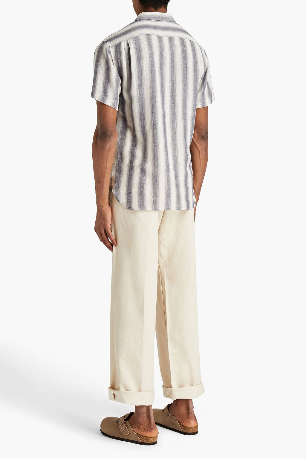 VINCE. Striped cotton-blend twill shirt