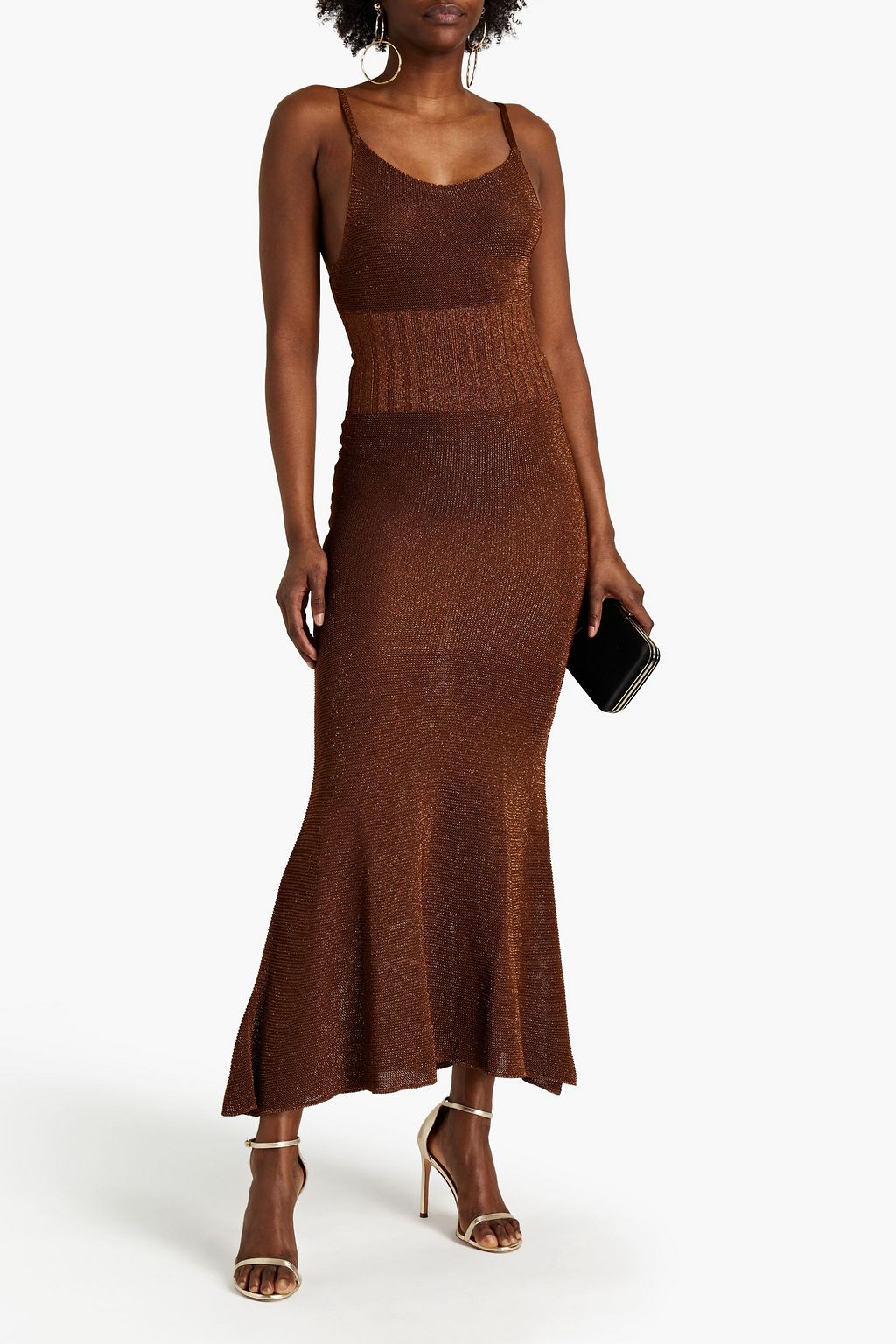 ALEXANDRE VAUTHIER Metallic knitted maxi dress