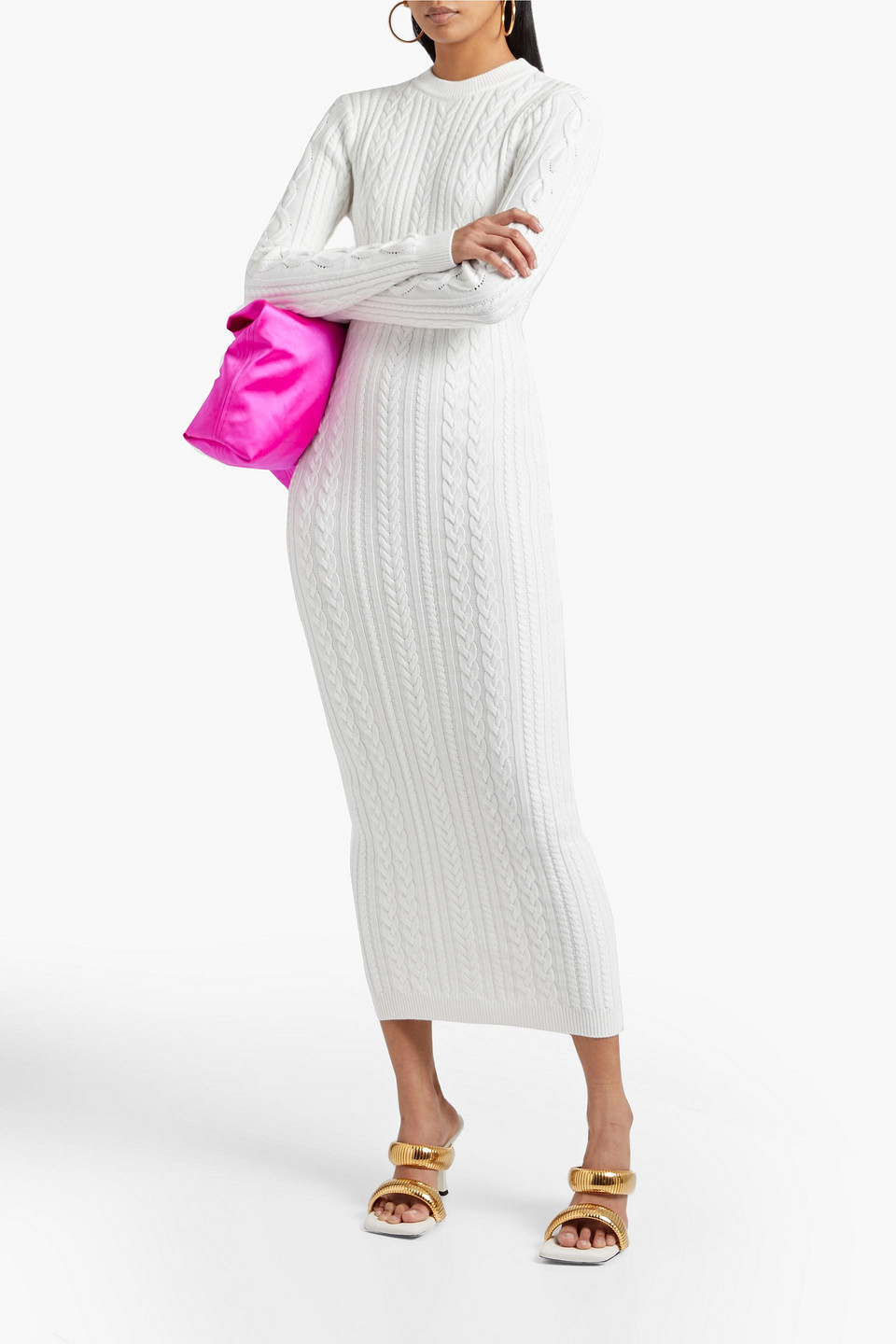 Ronny Kobo Eire Cable Knit Open Back Maxi Sweater Dress In White | ModeSens Ronny Kobo Eire Cable Knit Open Back Maxi Sweater Dress In White | ModeSens