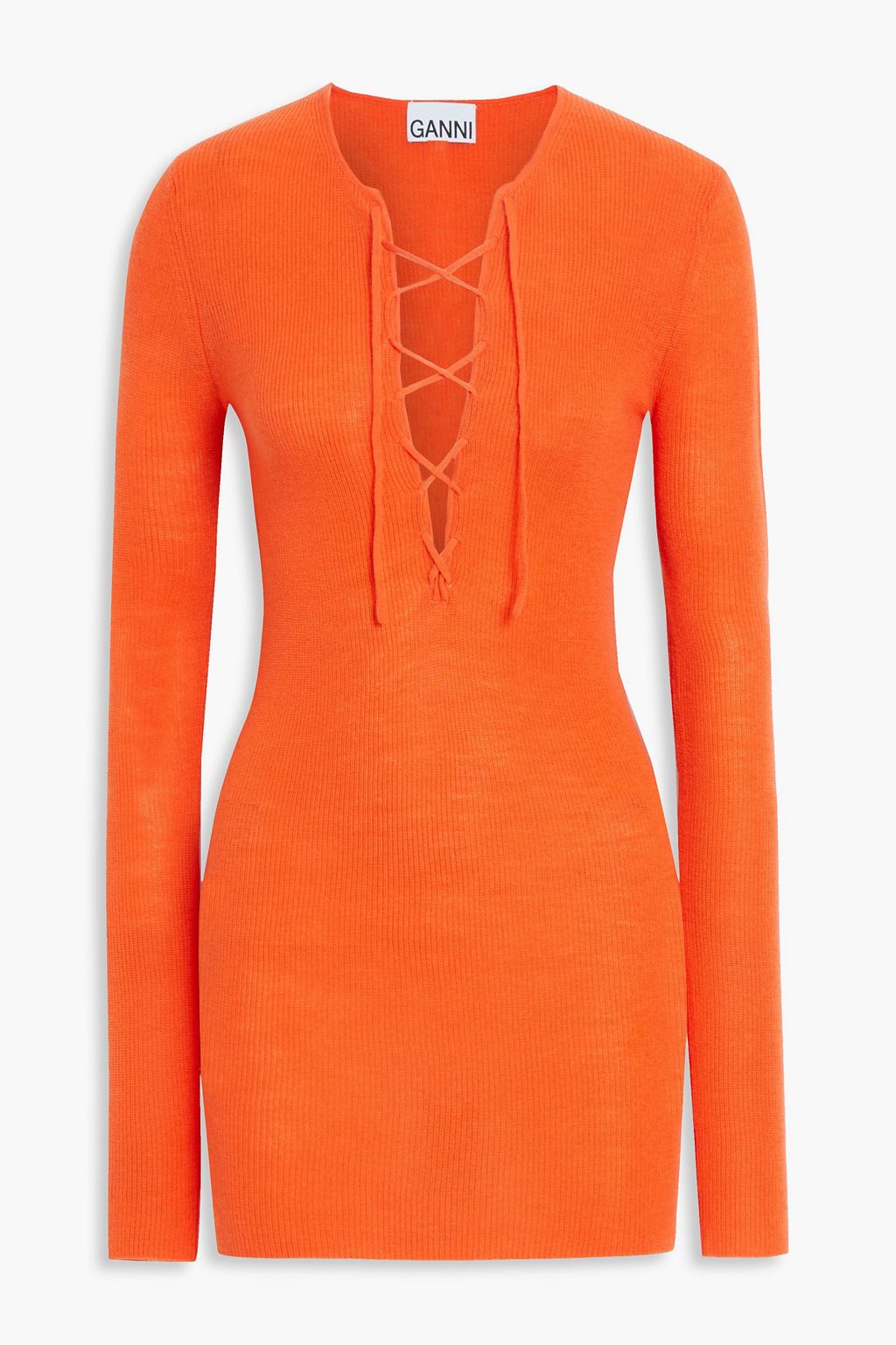 Lace-up ribbed wool top