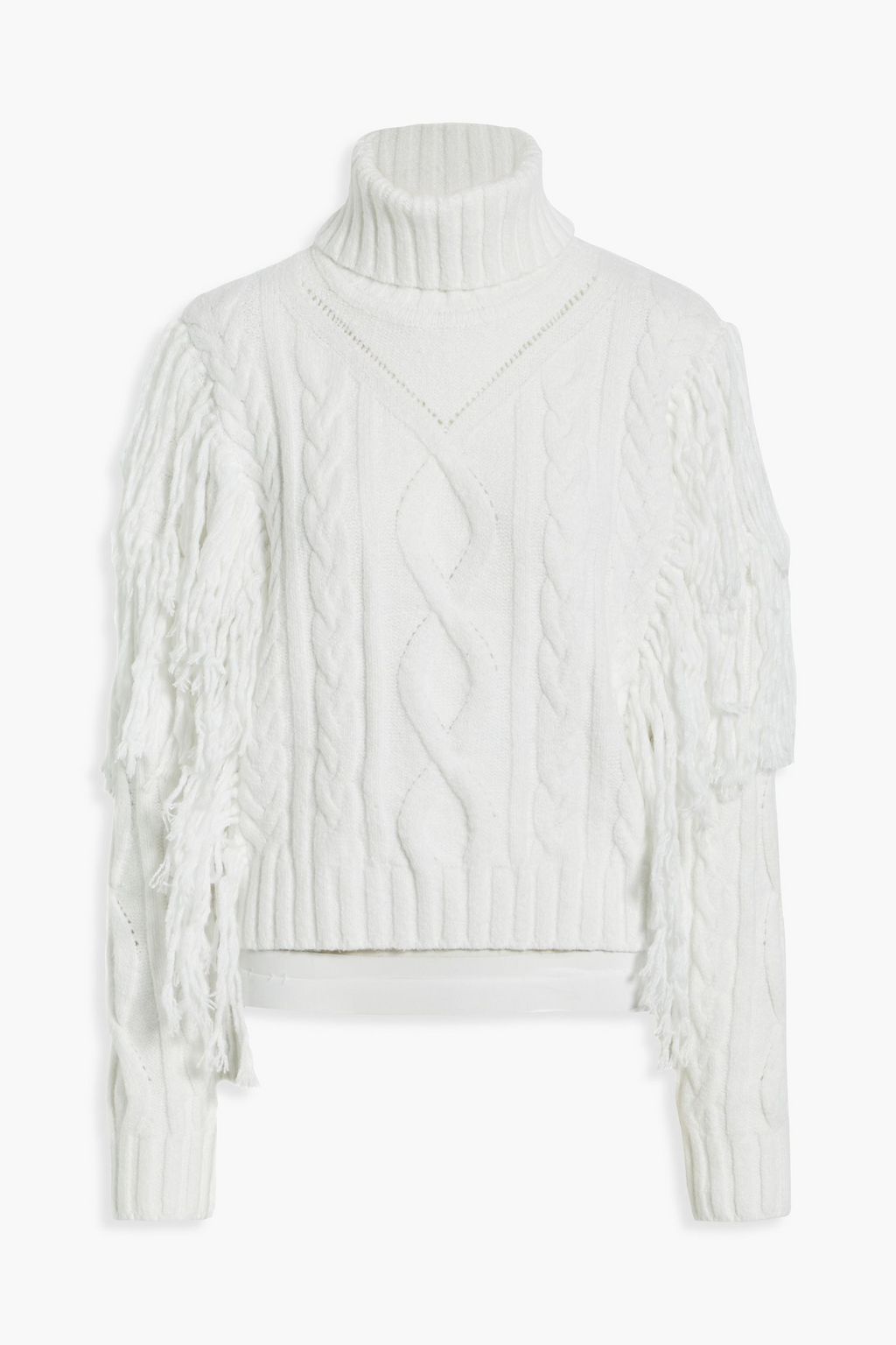 White Maram fringed cable-knit 