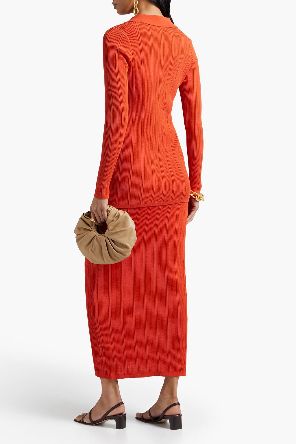 RONNY KOBO Maribel ribbed-knit midi skirt