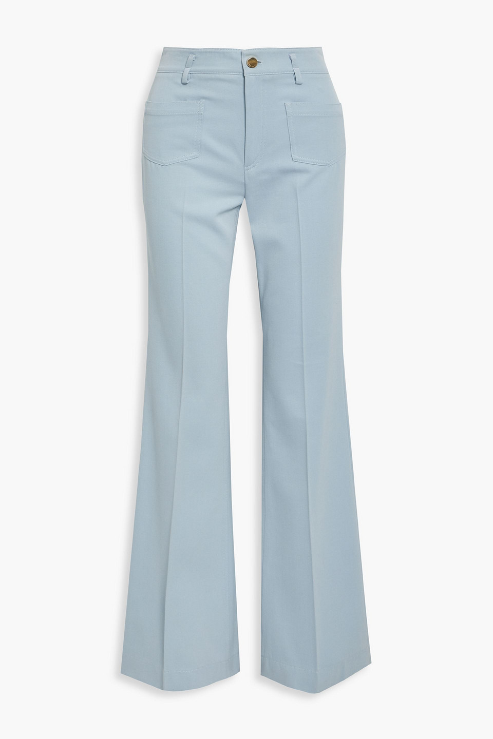 Red Valentino Cotton And Wool-blend Twill Bootcut Pants In Blue