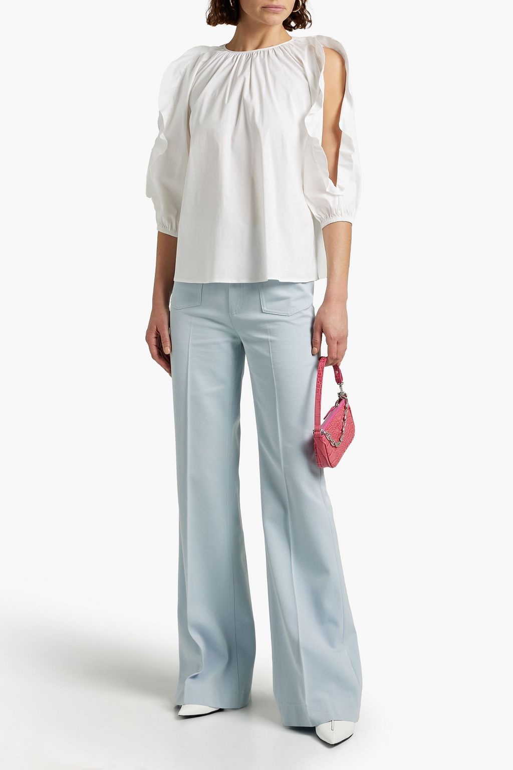 REDVALENTINO Cotton and wool-blend twill flared pants