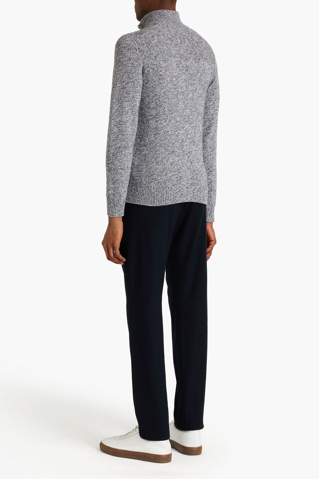 VINCE. Mélange wool and cashmere-blend half-zip sweater