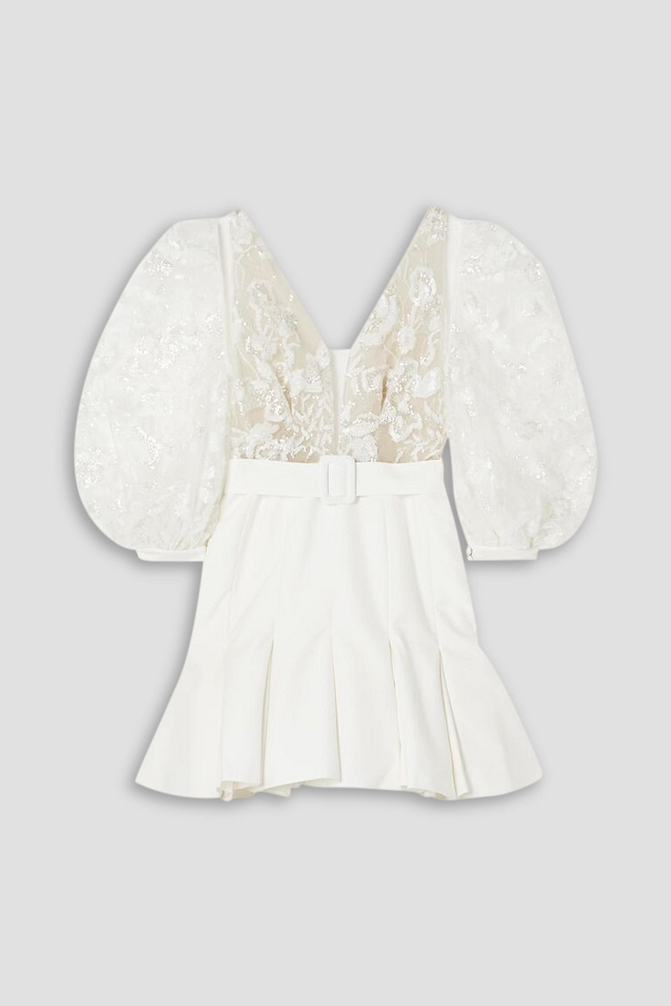 Rime Arodaky Amalfi Open-back Grain De Poudre And Embellished Tulle Mini Dress In Ivory
