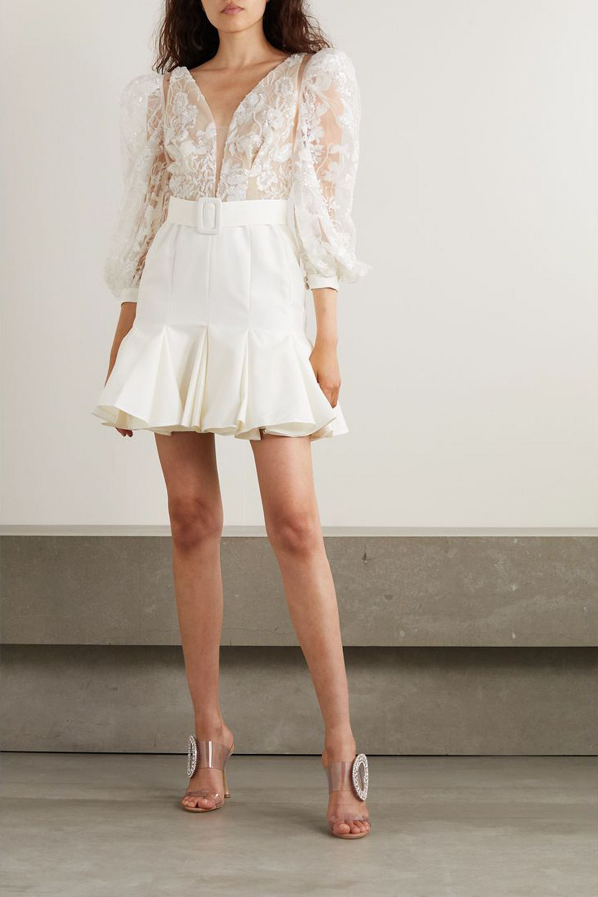 Rime Arodaky Amalfi open-back grain de poudre and embellished tulle mini dress