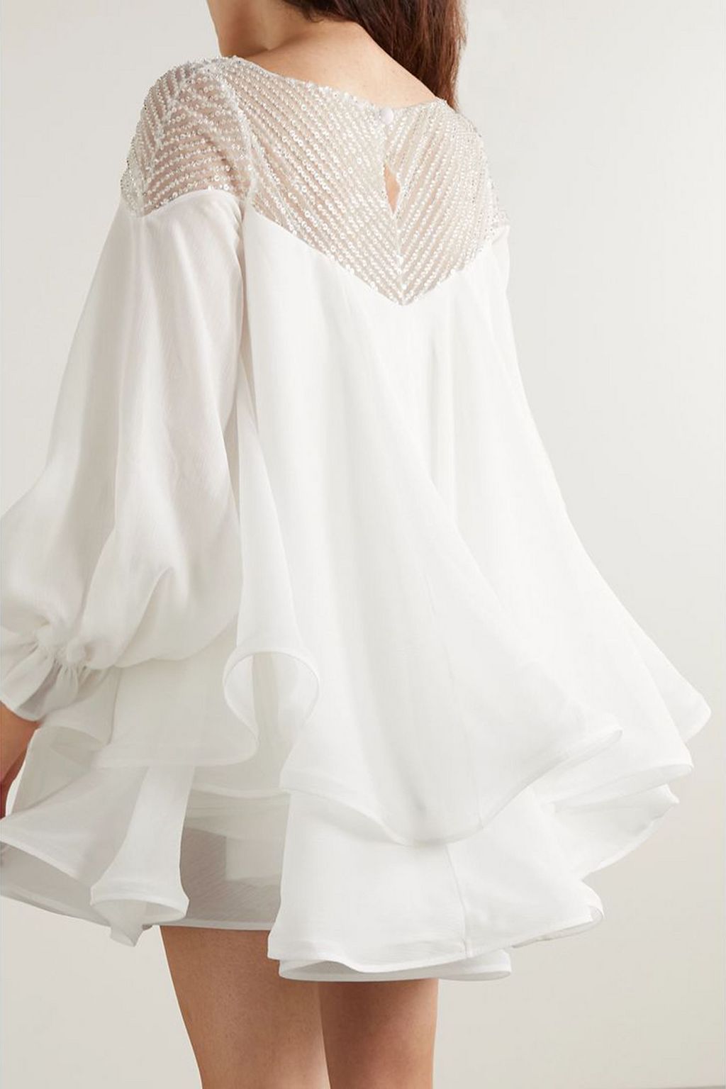 RIME ARODAKY Mar layered ruffled bead-embellished tulle and silk-organza mini dress