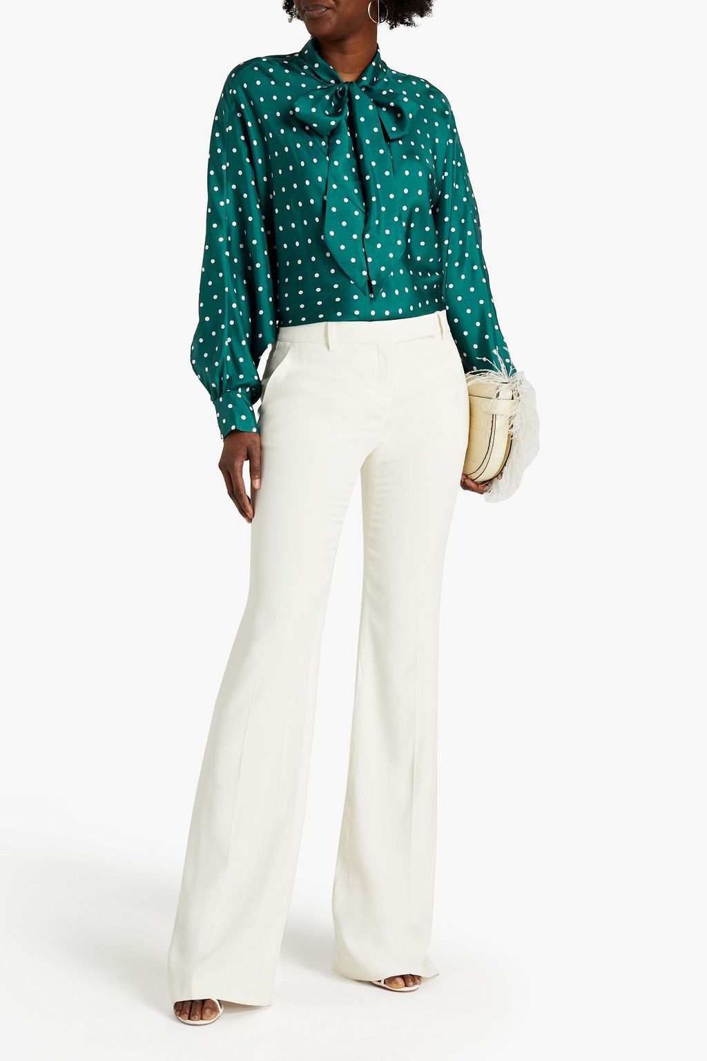 ALEXANDRE VAUTHIER Pussy-bow polka-dot silk-twill blouse