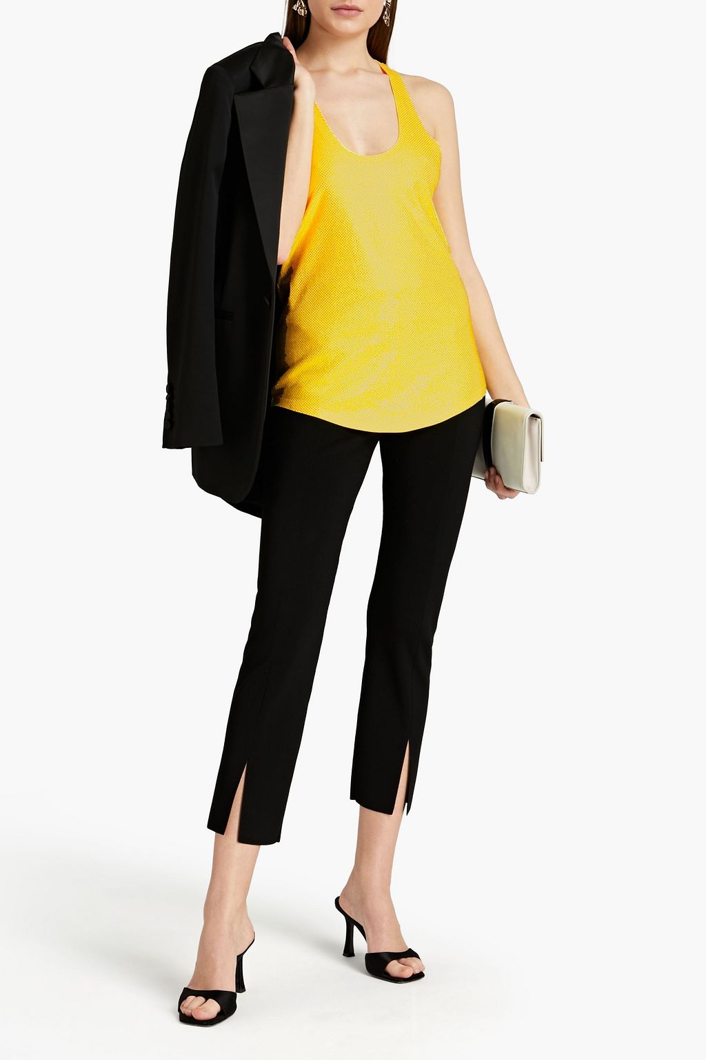 ALEXANDRE VAUTHIER Crystal-embellished stretch-cotton jersey tank
