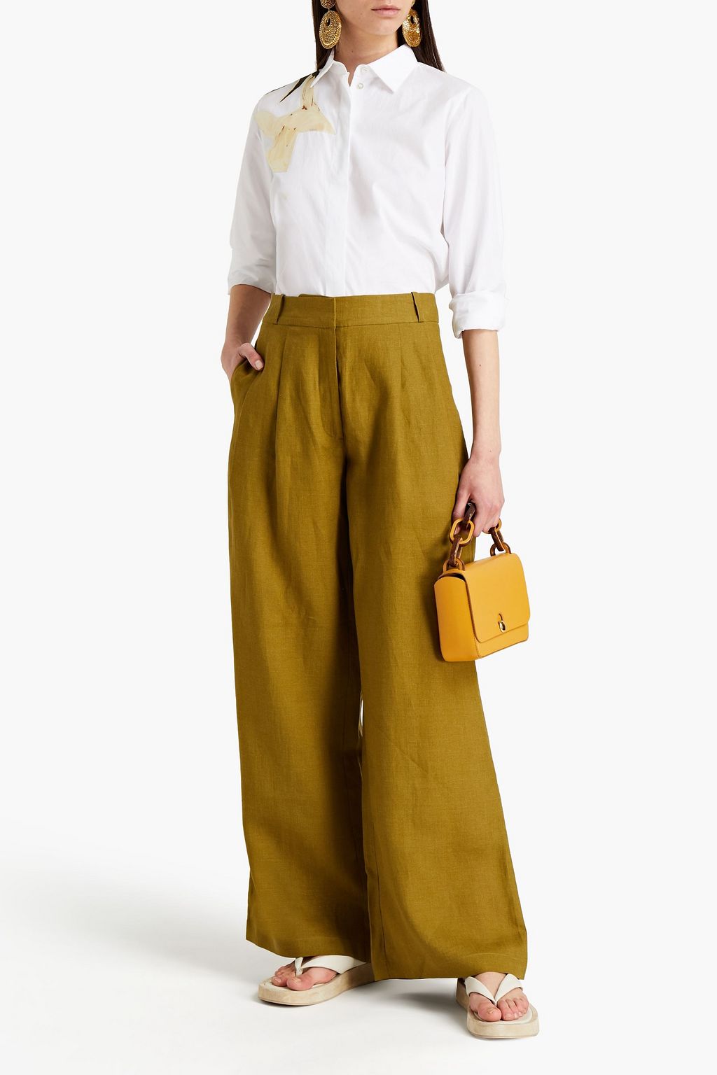 ASCENO The Rivello organic linen wide-leg pants