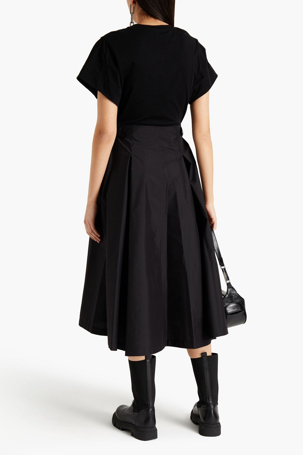 3.1 PHILLIP LIM Jersey-paneled pleated cotton-poplin midi dress
