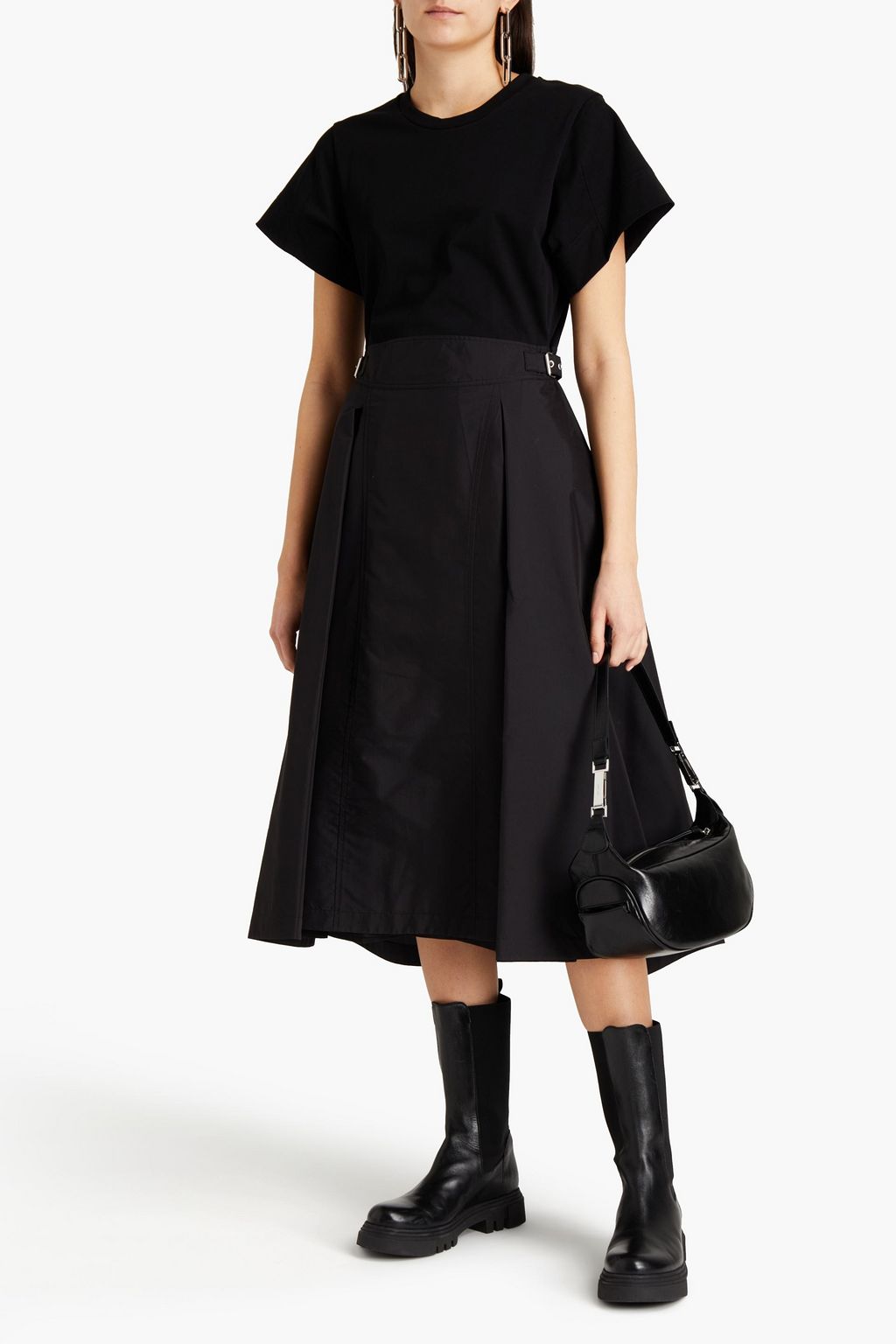 3.1 PHILLIP LIM Jersey-paneled pleated cotton-poplin midi dress | THE ...