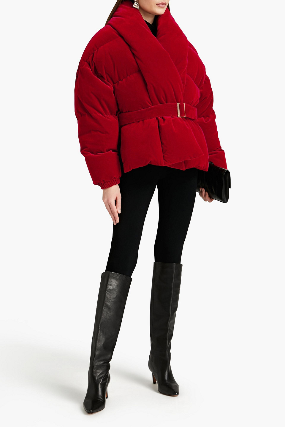 Alexandre Vauthier Belted Velvet Jacket In Burgundy