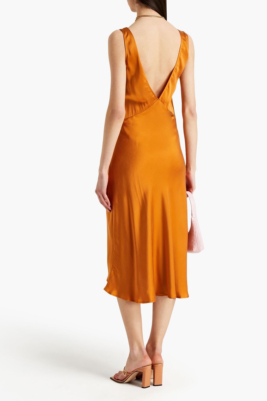 ASCENO The Bordeaux silk-satin midi dress